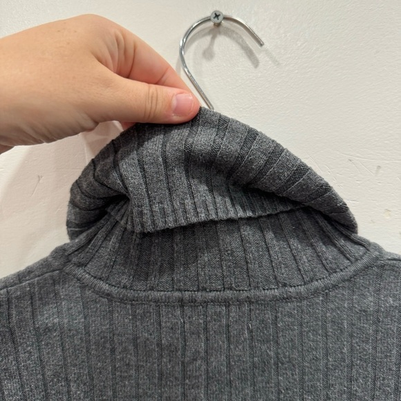 Preview International Ribber Knit Long Sleeve High Neck Sweater Dark Grey Cotton - Picture 6 of 6